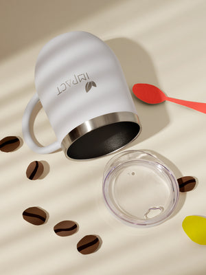 Weisser Premium Firmen - Kaffeebecher mit Logo - Gravur | B2B Corporate Gifts - impact zurich