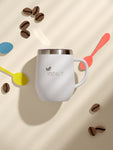 Weisser Premium Firmen - Kaffeebecher mit Logo - Gravur | B2B Corporate Gifts - impact zurich