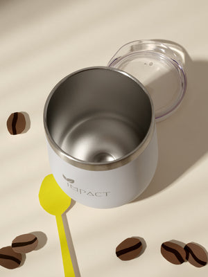 Weisser Premium Firmen - Kaffeebecher mit Logo - Gravur | B2B Corporate Gifts - impact zurich