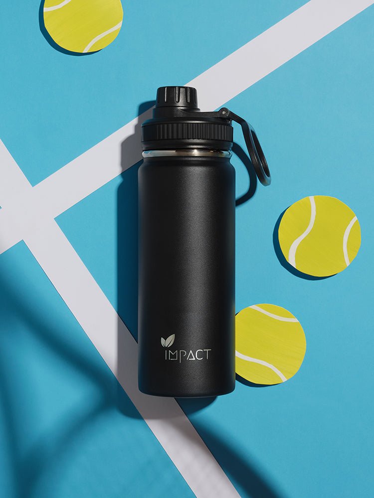 Sport Black - Schwarze Premium Sport - Trinkflasche mit Logo - Gravur | B2B Corporate Gifts - impact zurich