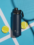 Sport Navy - Dunkelblaue Premium Sport - Trinkflasche mit Logo - Gravur | B2B Corporate Gifts - impact zurich